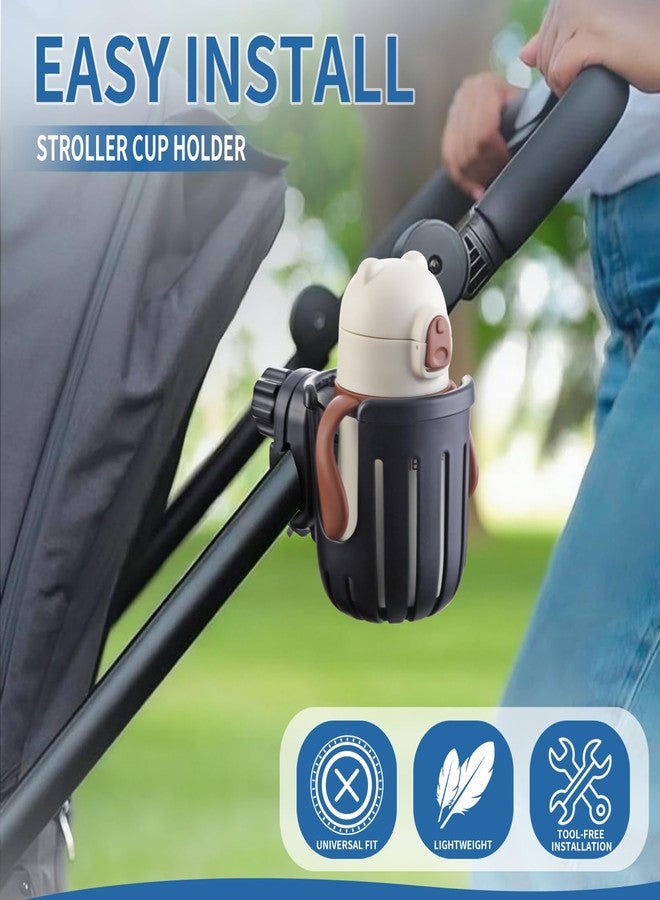 Fevbcnrj Stroller Cup Holder Compatible with Bob, Clip on Cupholder Attachment for Stroller, Cup Holder with Adjustable Clamp, Fits Most Cups, for Wheelchair, Walker, Bike, Scooter, Black - Image 2